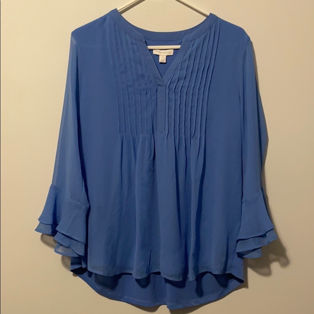 NWT Charter Club Ruffle Pin tuck Blouse Size Petite Large